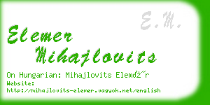 elemer mihajlovits business card